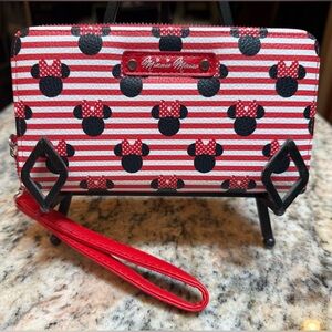 Disney Red Striped Wristlet Wallet